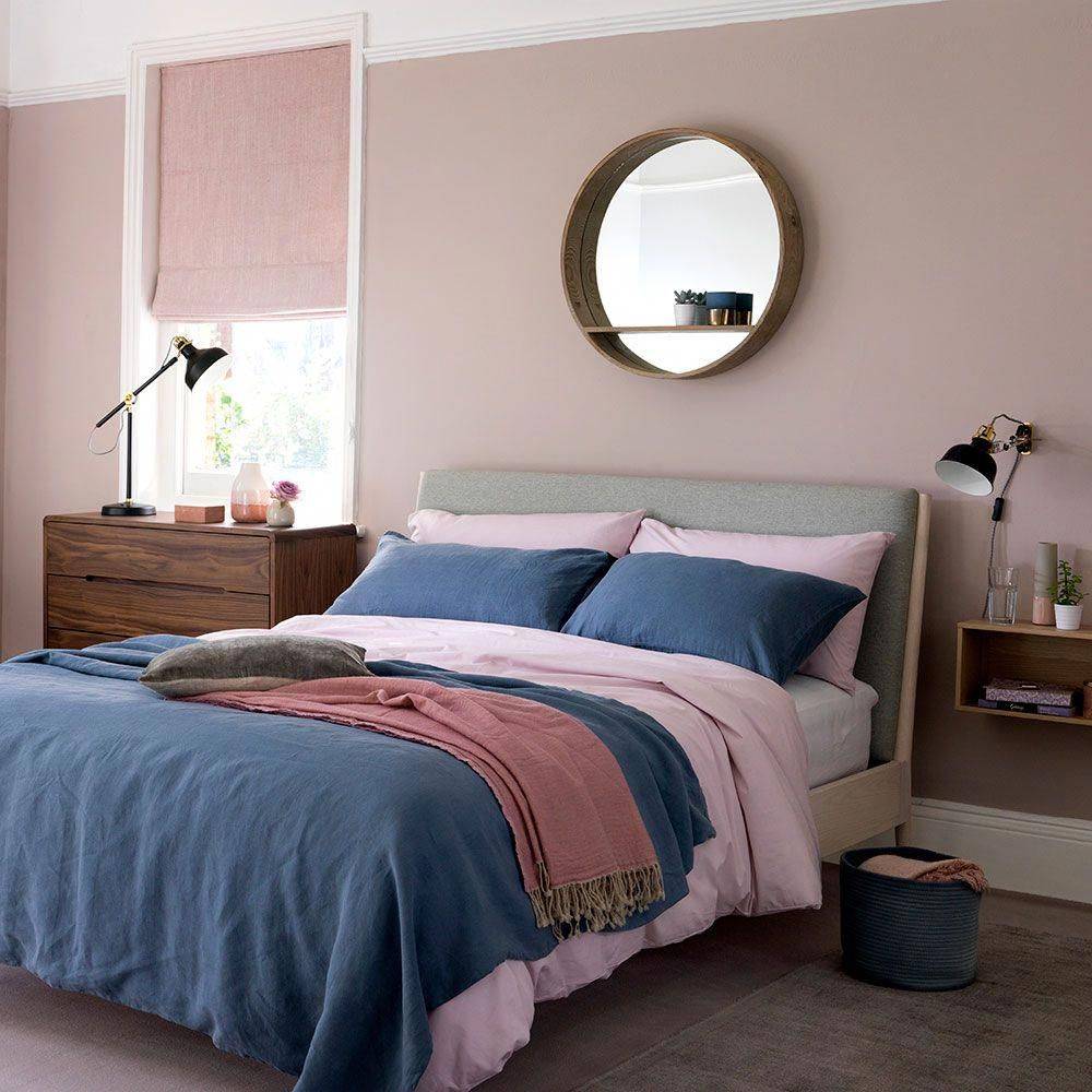 Blue Pink Chic Bedroom Rose Walls Rustic Decor