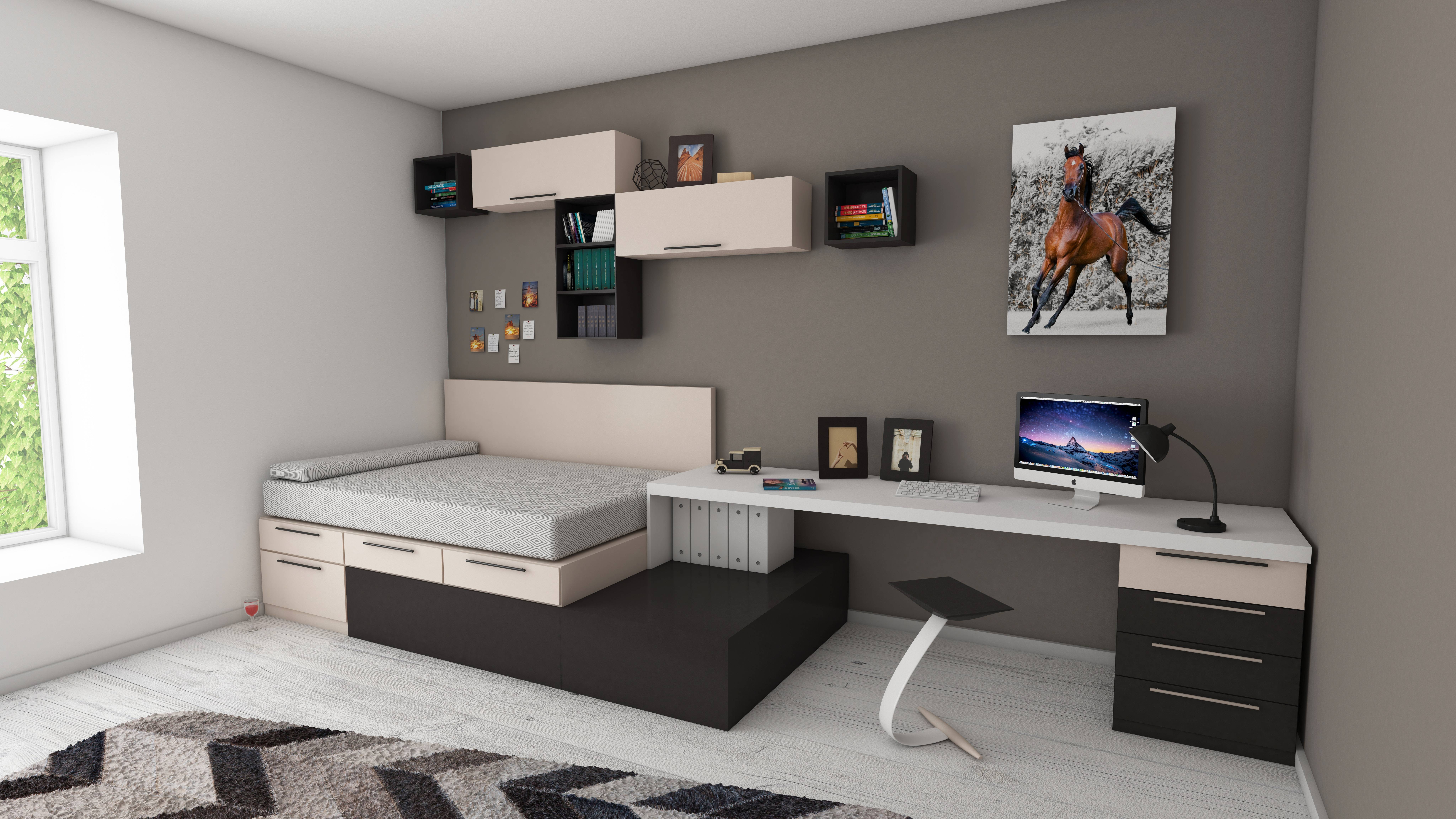 Bedroom with horse painting