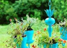 Blue plant chandelier