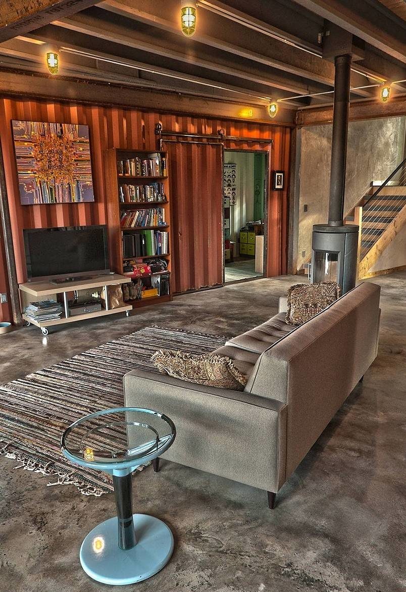 Industrial home in Seattle designed to look like a shipping container house