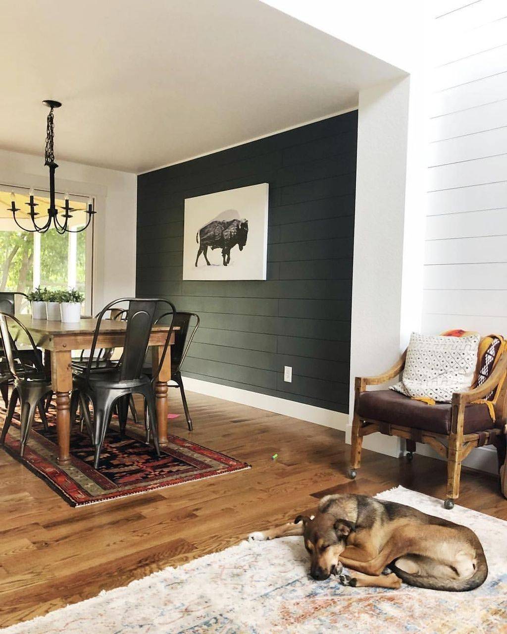 Painted Shiplap Accent Wall.