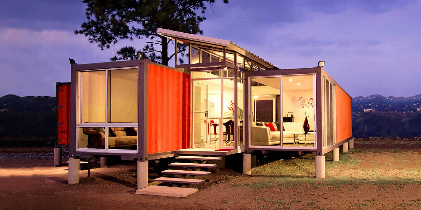 Red shipping container house