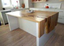 Single plate on top of wood kitchen counter