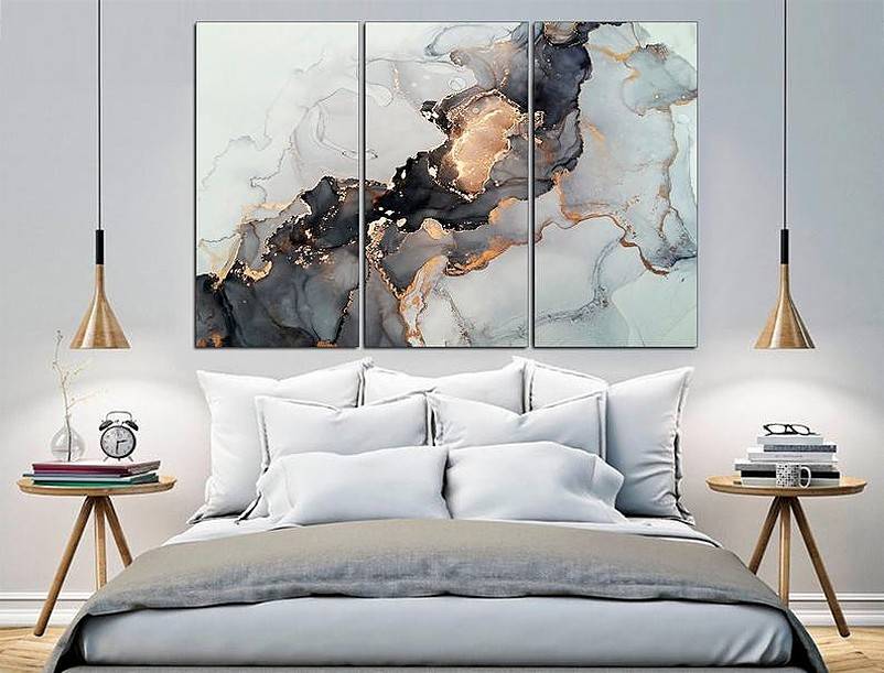 Unreal beautiful black and gold marble wall art