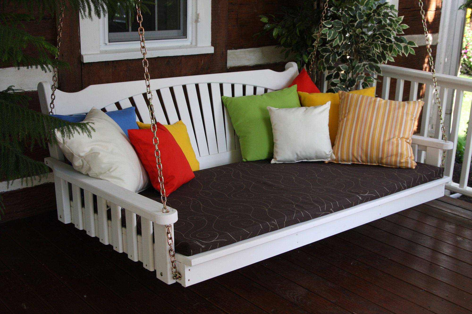 White Painted Porch Swing Bed