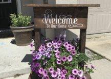 Wooden Welcome Sign and Planter