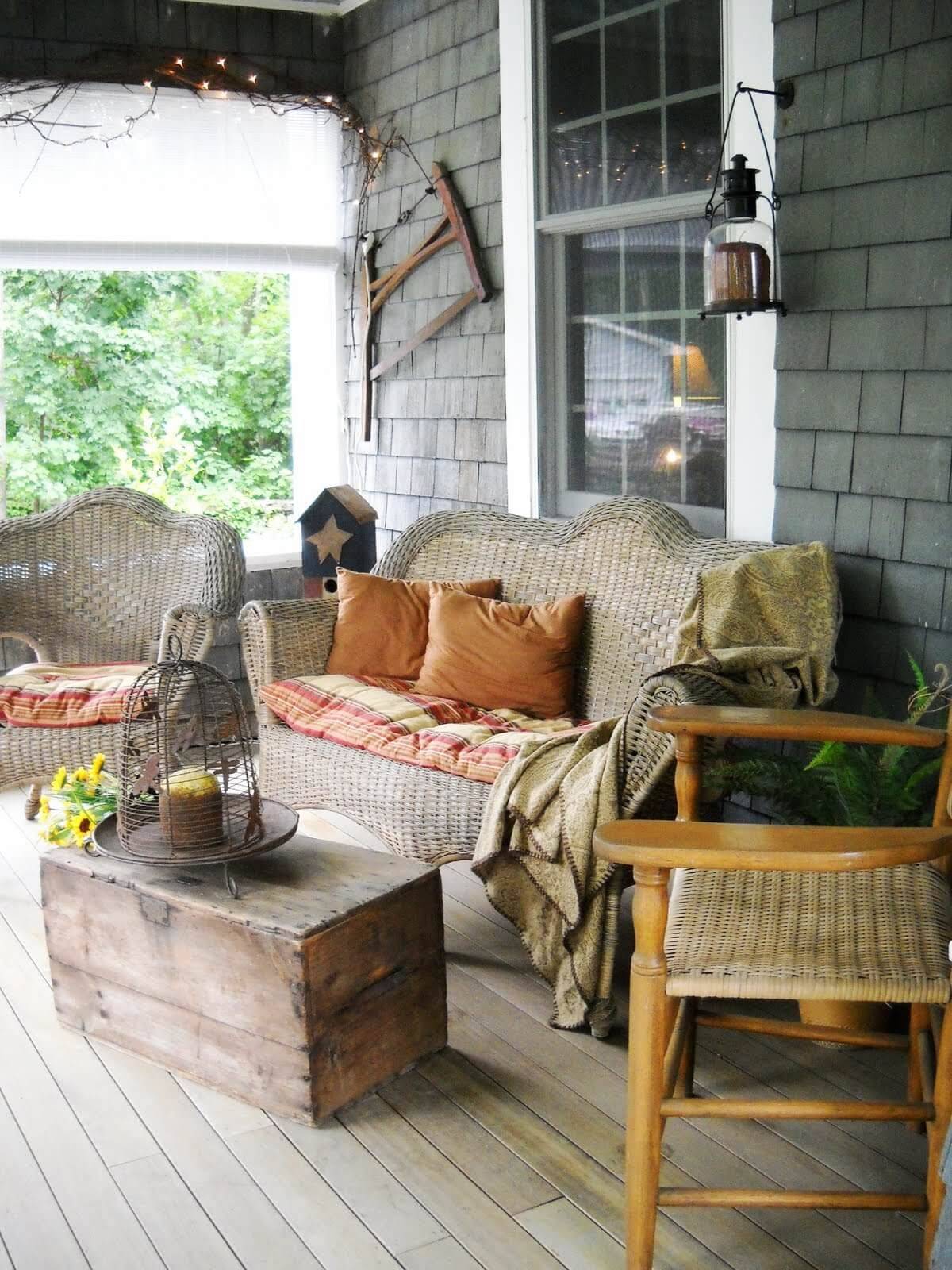 Woven Porch Furnishing and Crate Table