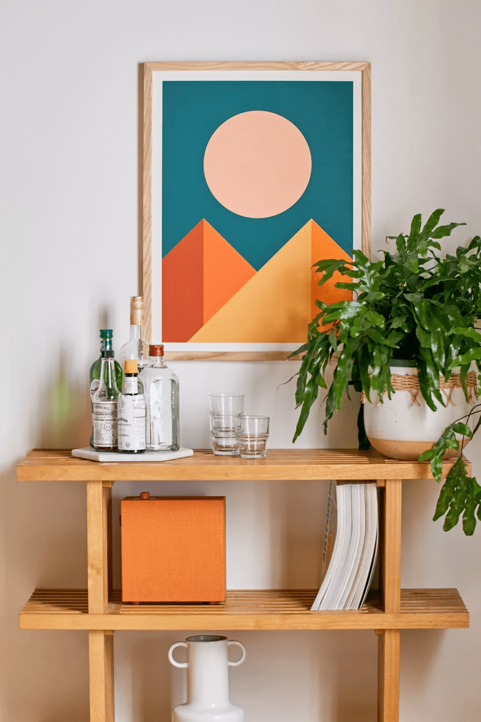 Orange and Blue Art Deco Print