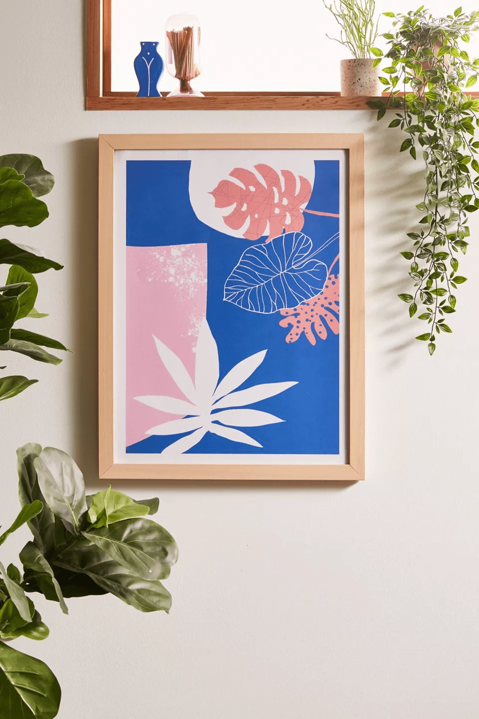 Dark Blue and Pink Art Deco Print