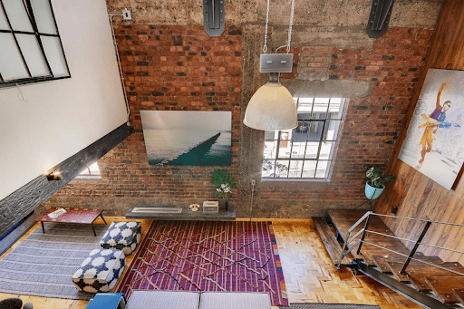 Birds Eye View of the Space in a Loft Style Apartment