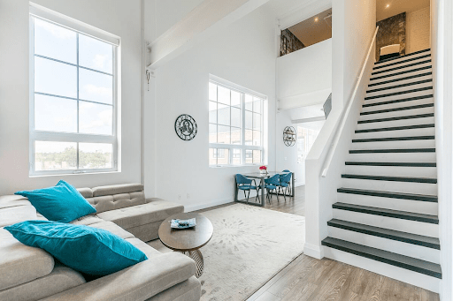 Spacious Living Area in Loft Style Apartment