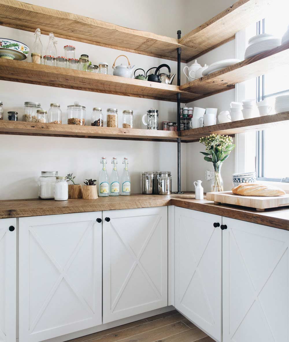 Rustic Open Shelves in Kitchen
