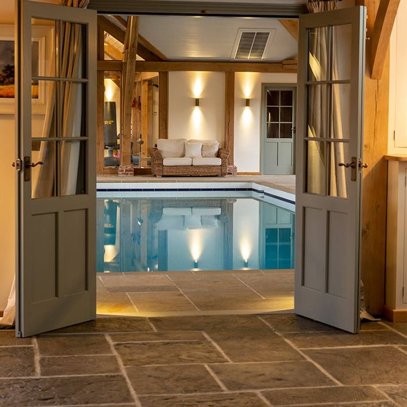 Door opening to swimming pool