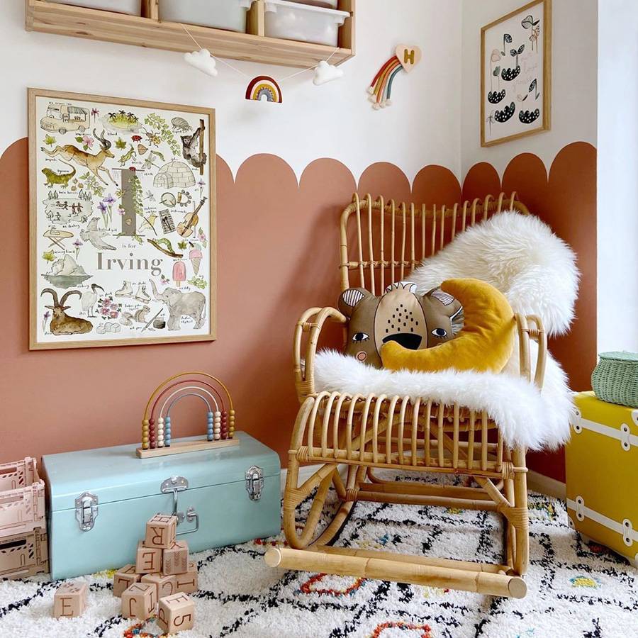 Explore different shades of terracotta in the small kids' bedroom and nursery