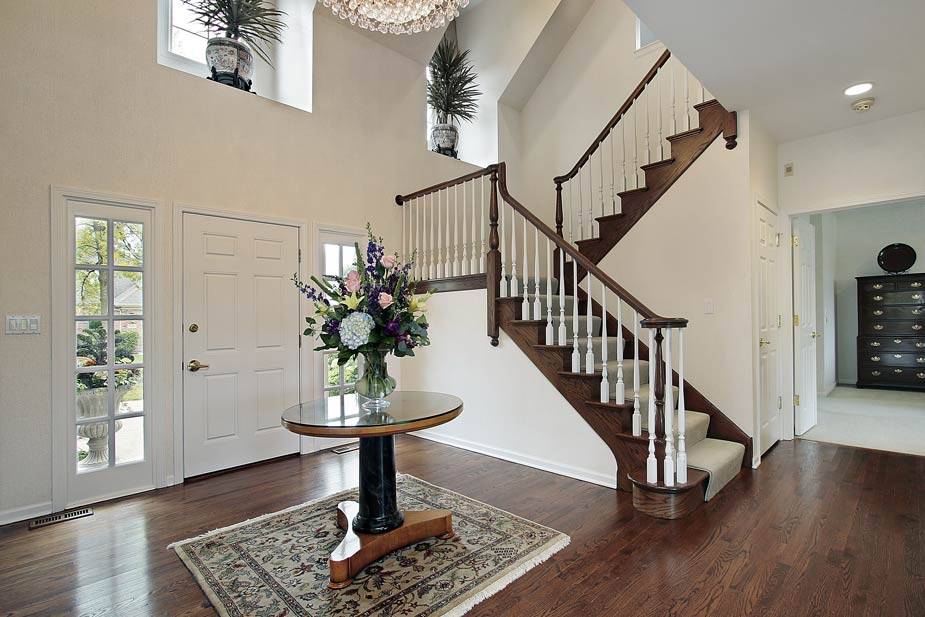 Flower arrangement on table in foyer