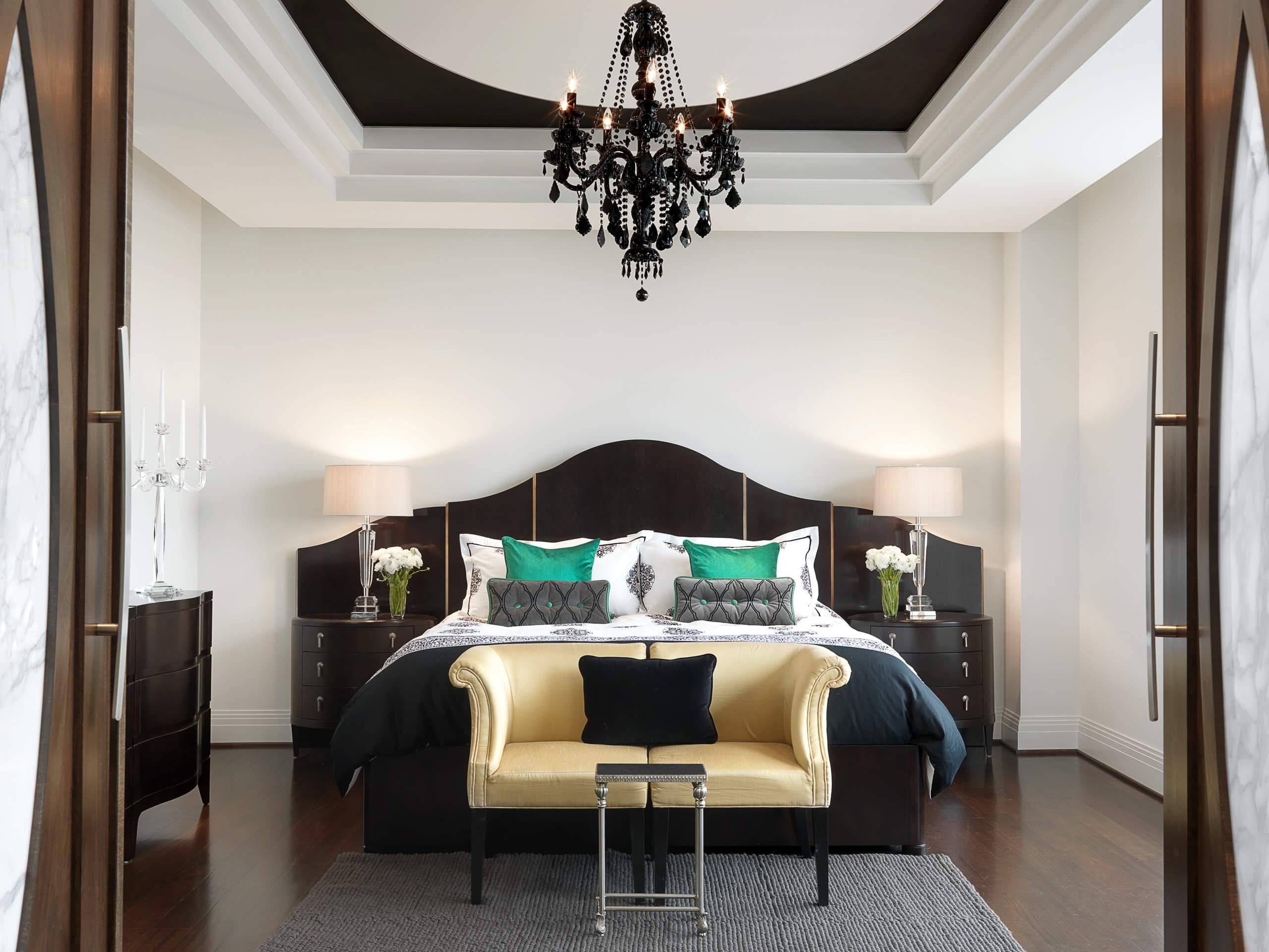 Gothic Bedroom with Large Chandelier