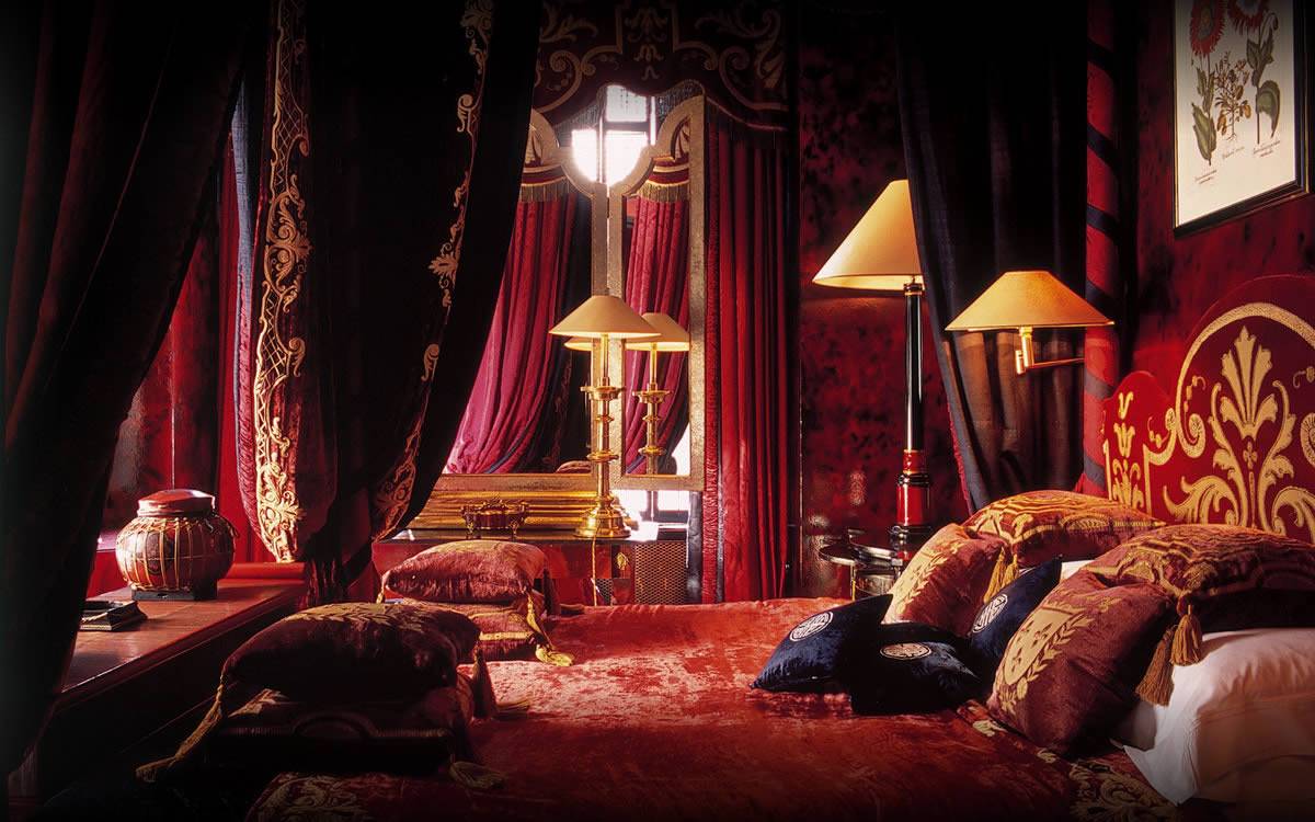 Gothic Bedroom with Velvet and Silk Fabric