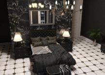 Gothic Bedroom with a Large Chandelier