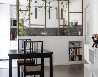 Sparkling Kitchen and Smart Dividers Revamp Tiny French Apartment