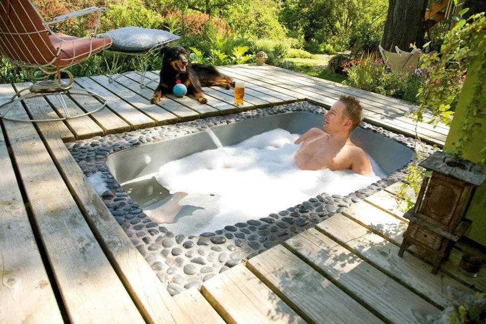 Indoor-Outdoor Sunken Bathtub