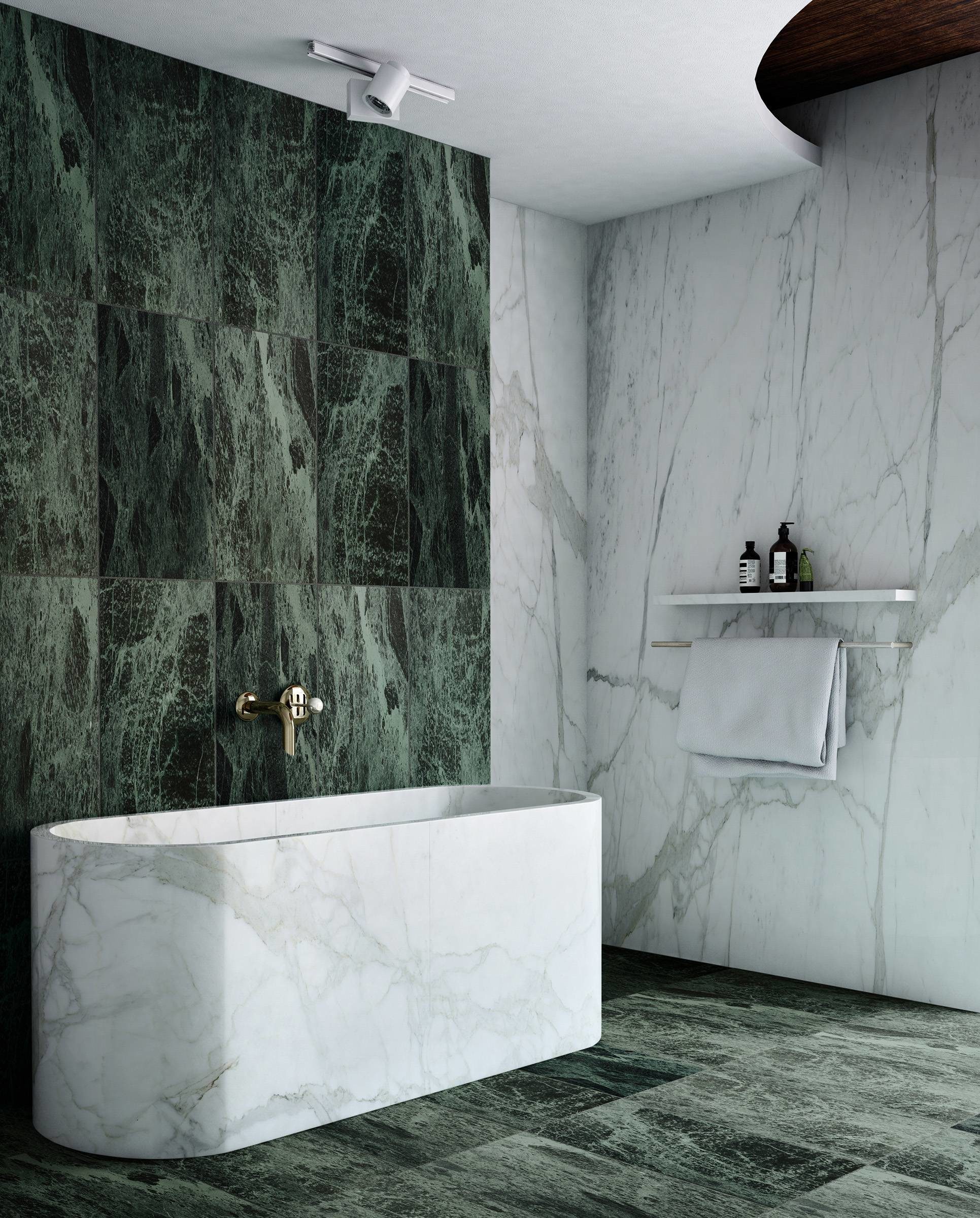 Marble tub and wall bathroom