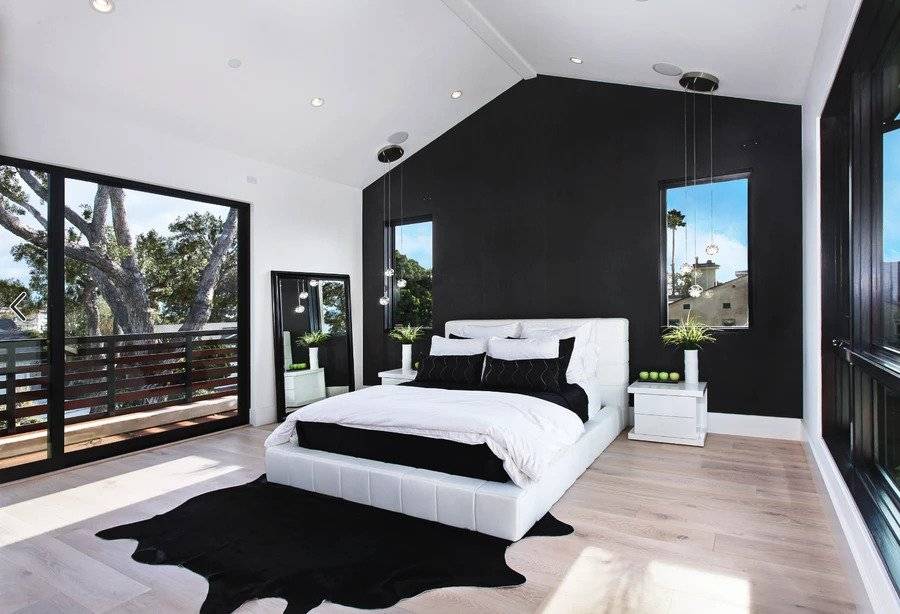 Minimalist Space with Black Cowhide Rug