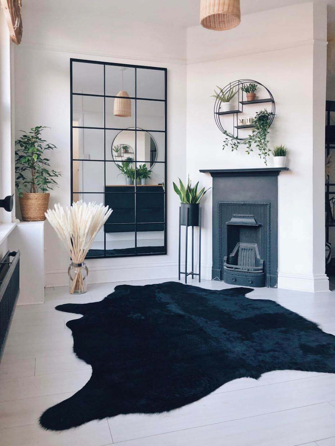 Minimalist Space with Blue Cowhide Rug