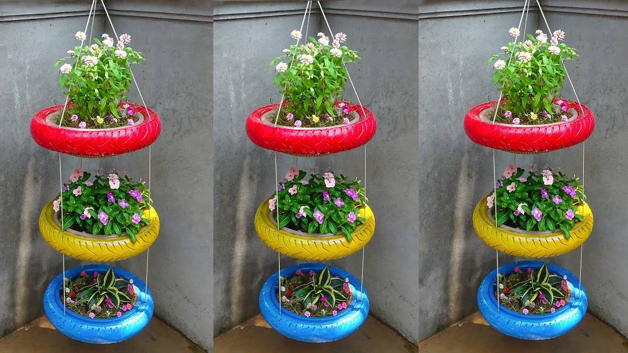 Painted Tyre Planter