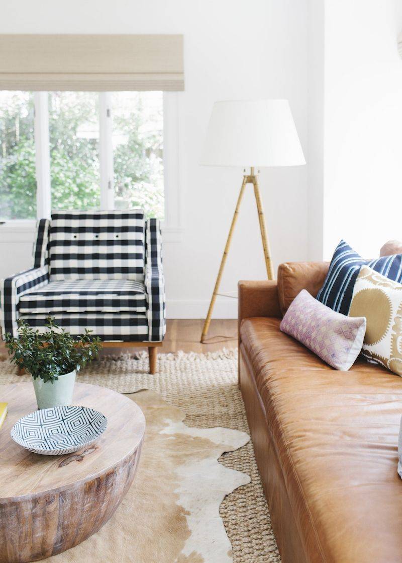 Patterned Furniture with Cowhide Rug