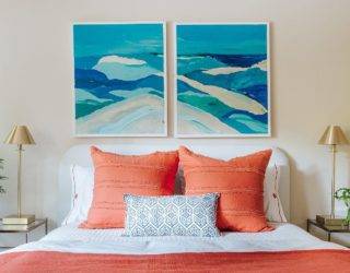 Kentfield Cottage: Modern Beach Style Home with Brilliant Pops of Blue and Coral