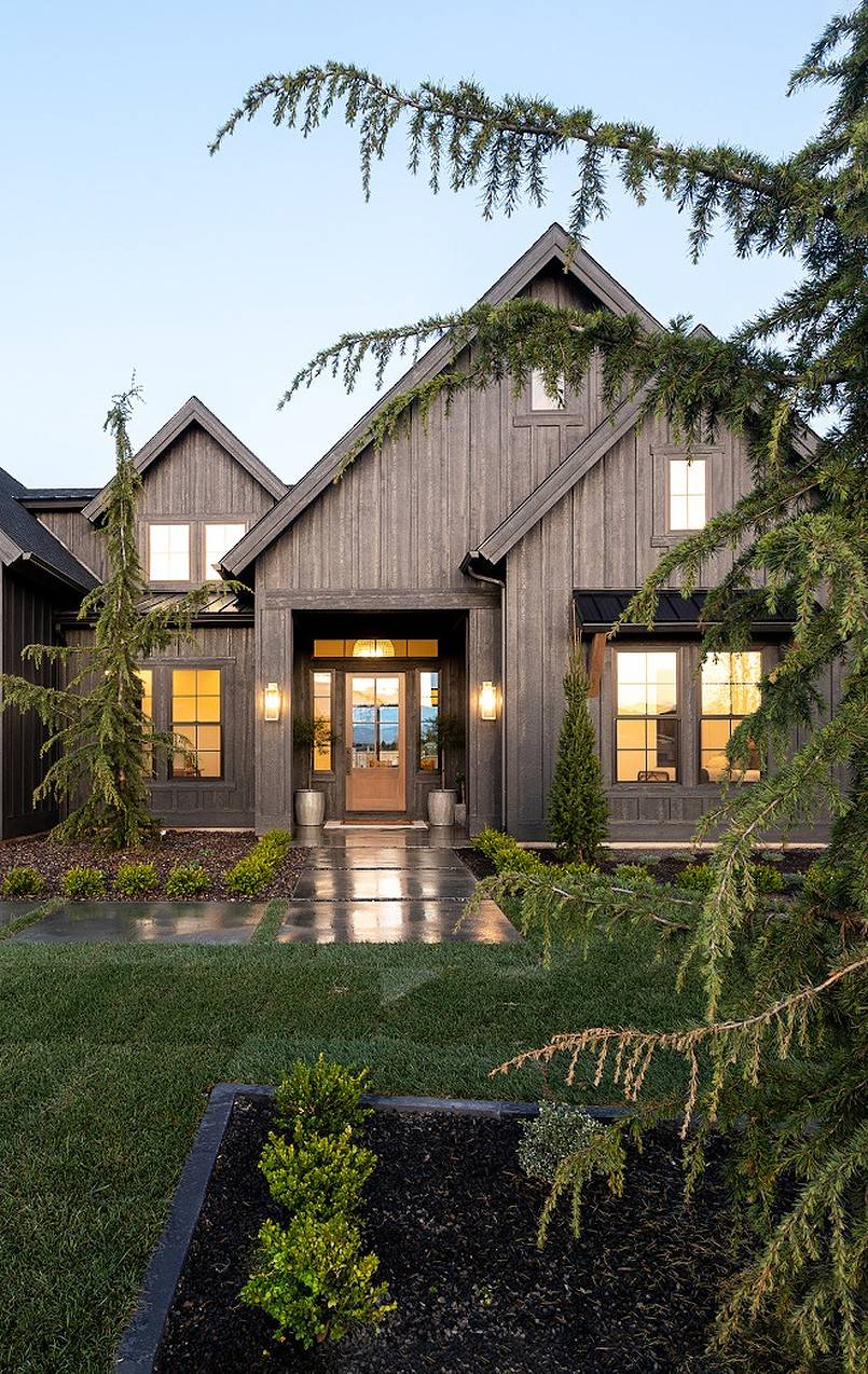 Rustic black farmhouse exterior