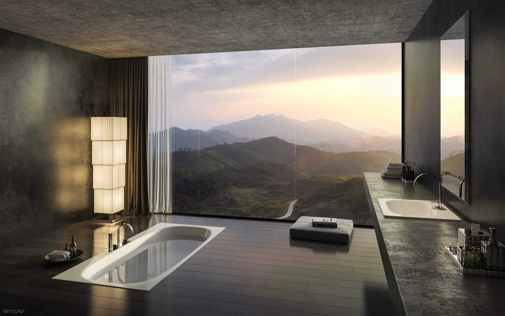 Sunken Bathtub With Mountain View