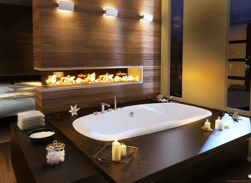 Sunken Bathtub with Fireplace