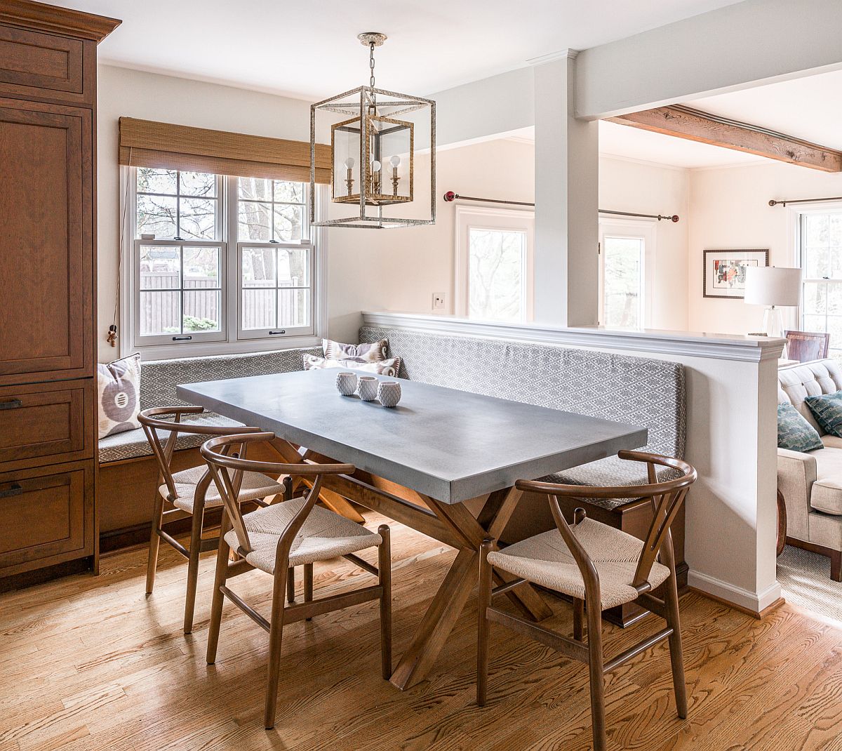 Use a half-wall to seperate the dining area from the living room