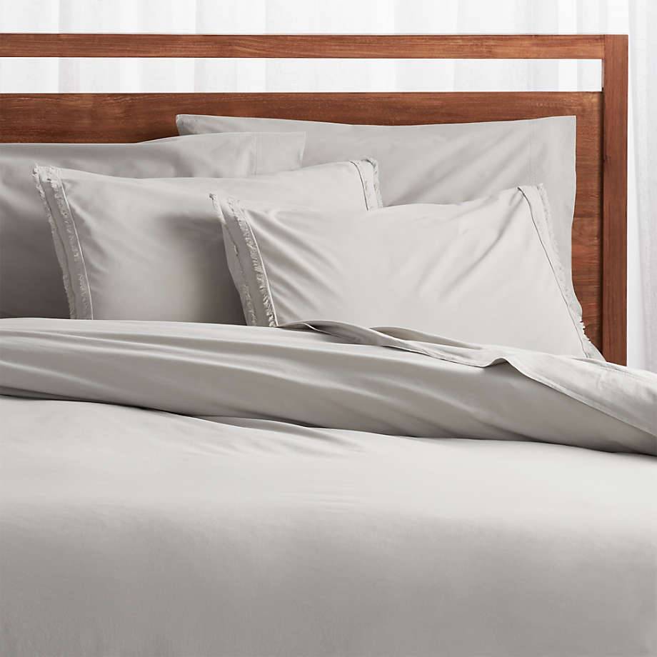Washed organic cotton grey duvet covers and pillow shams