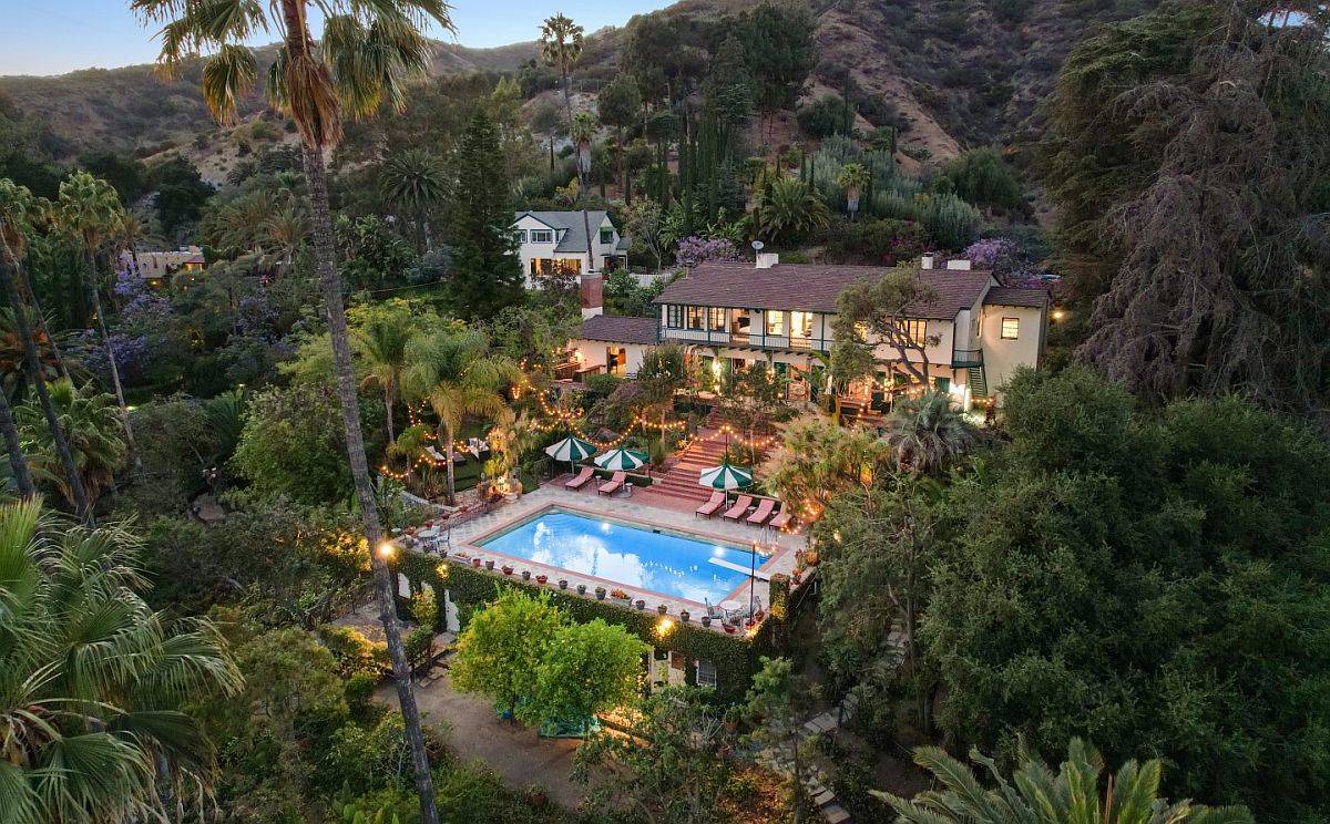 Aerial view of the stunning Hollywood Hills home of Helen Mirren up for sale