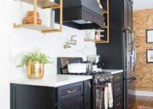 Chic White And Black Cabinets with Gold Accent.