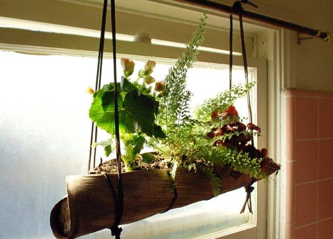 burlap wrapped cylinder hanging planter