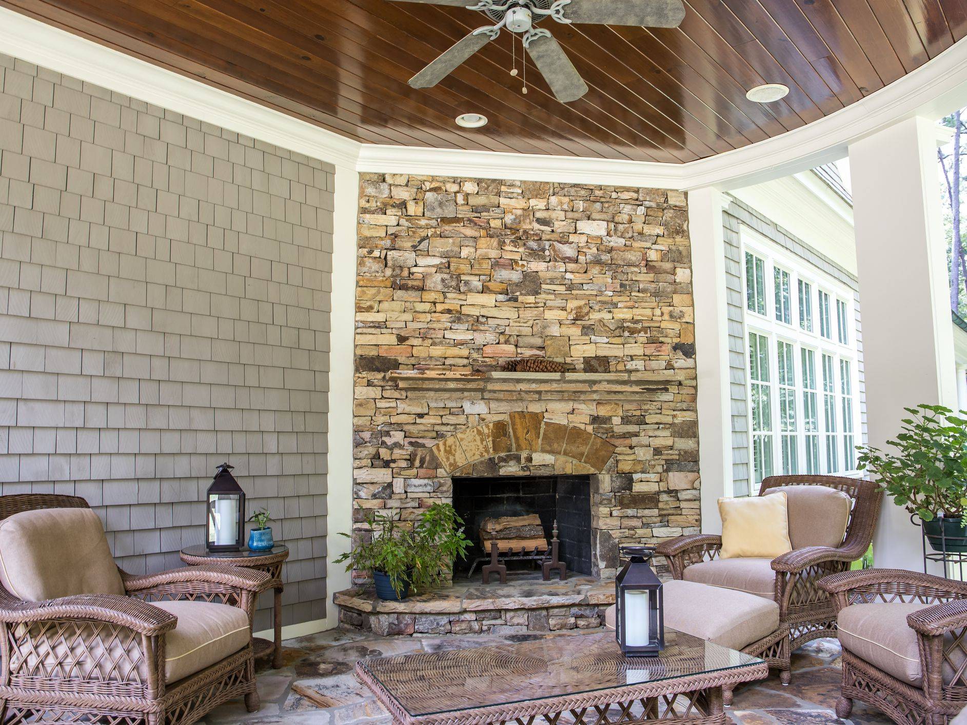 Fireplace on Porch