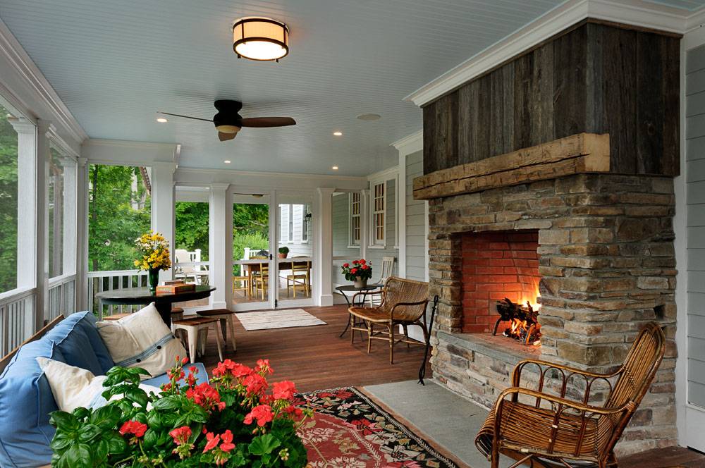 Fireplace on Porch.