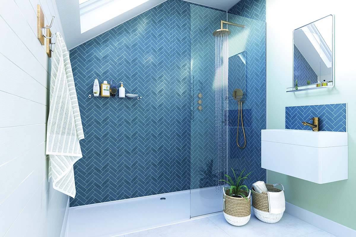 Herringbone Shower Wall