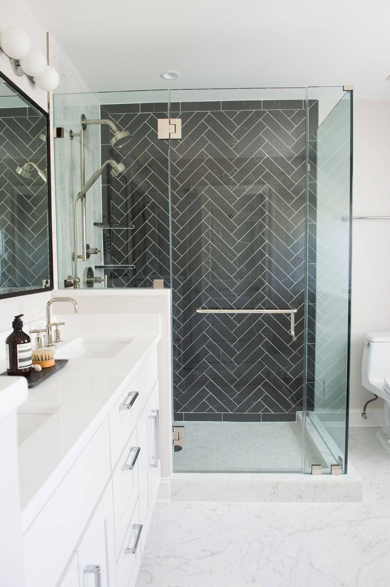 Herringbone Shower Wall.