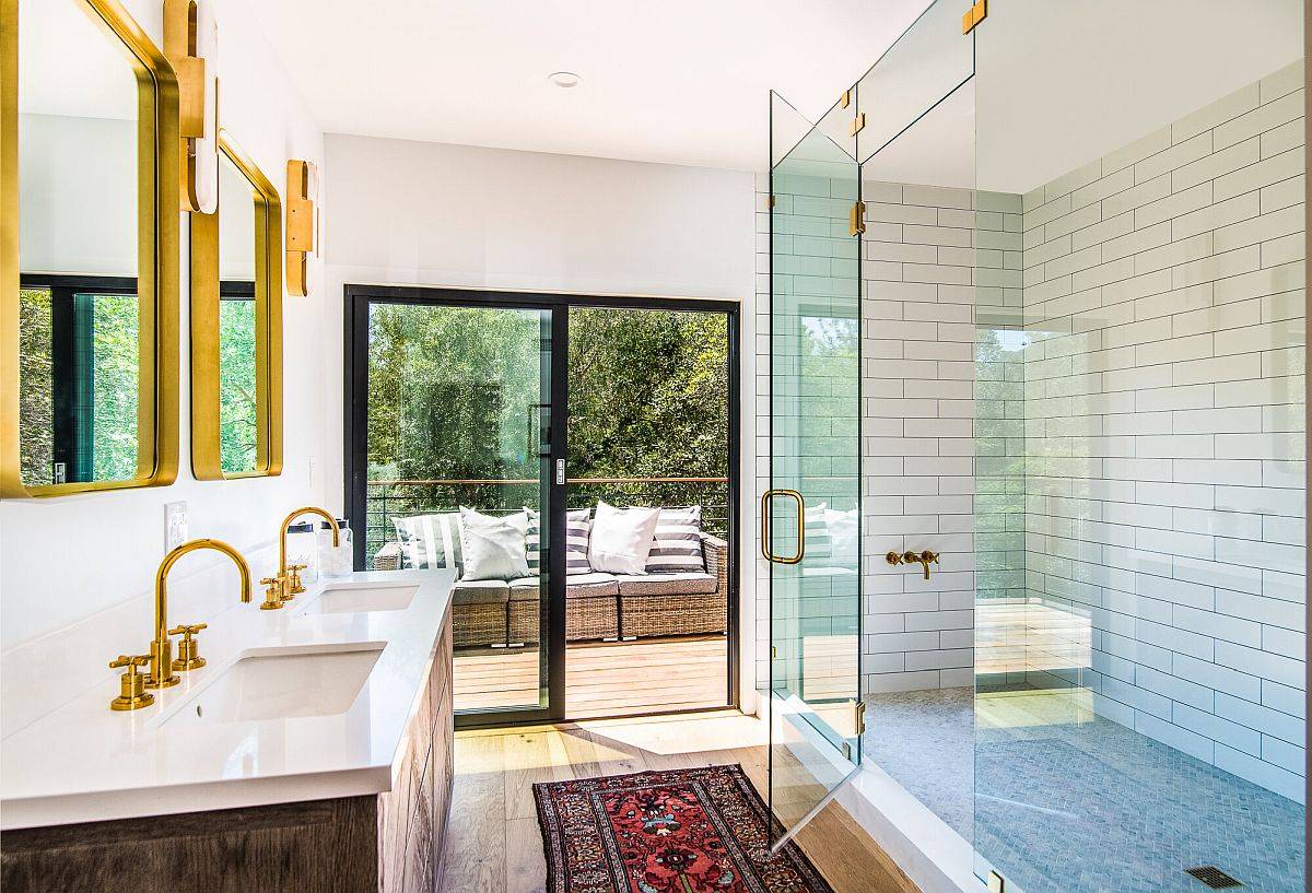 Master bathroom of the house leading to the balcony outside