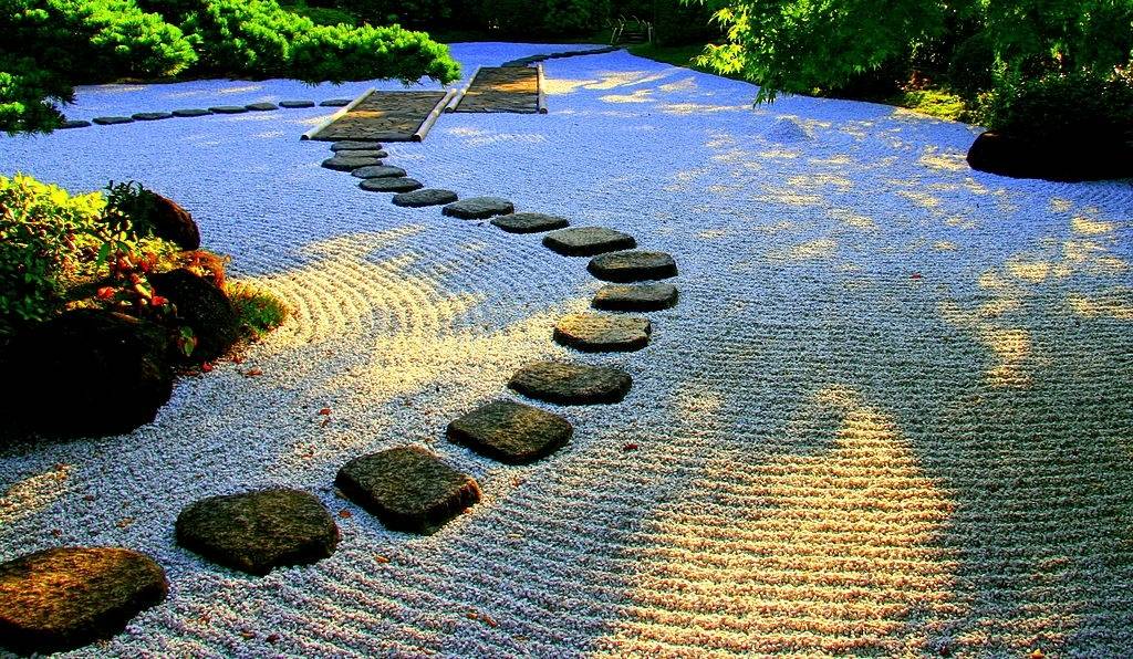 Twilight time in Japanese Rock Garden.