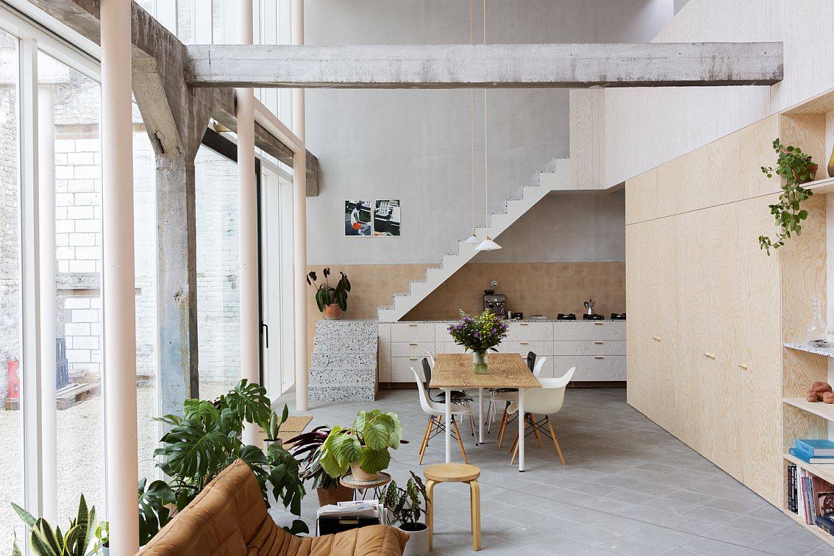 Modern home inside an old brewery in Belgium that combines the past with future