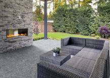 Outdoor Stone Fireplace.