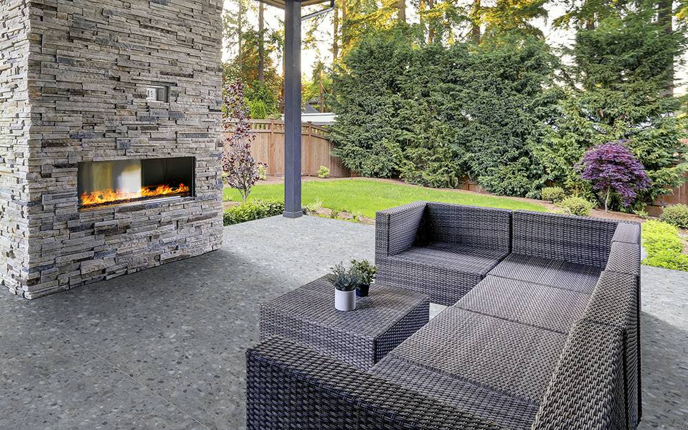 Outdoor Stone Fireplace.