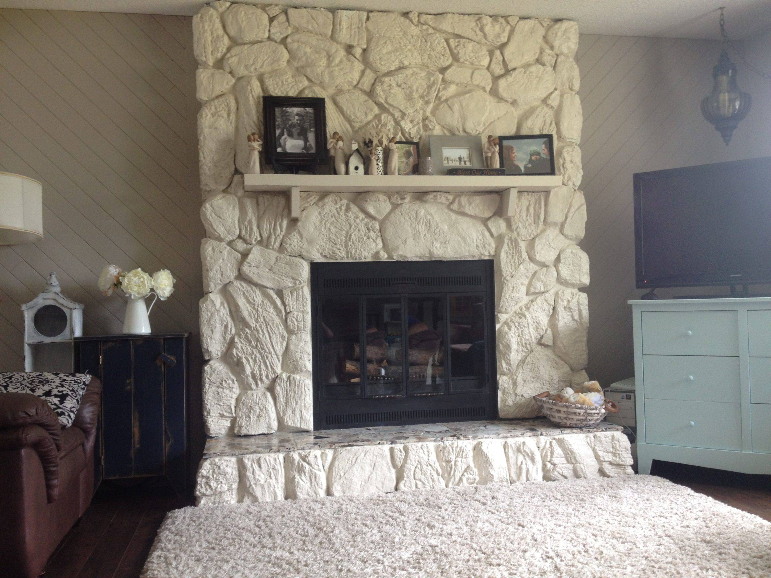 Painted Stone Wall in White