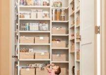 Image showing a little boy snacking in a walk-in pantry