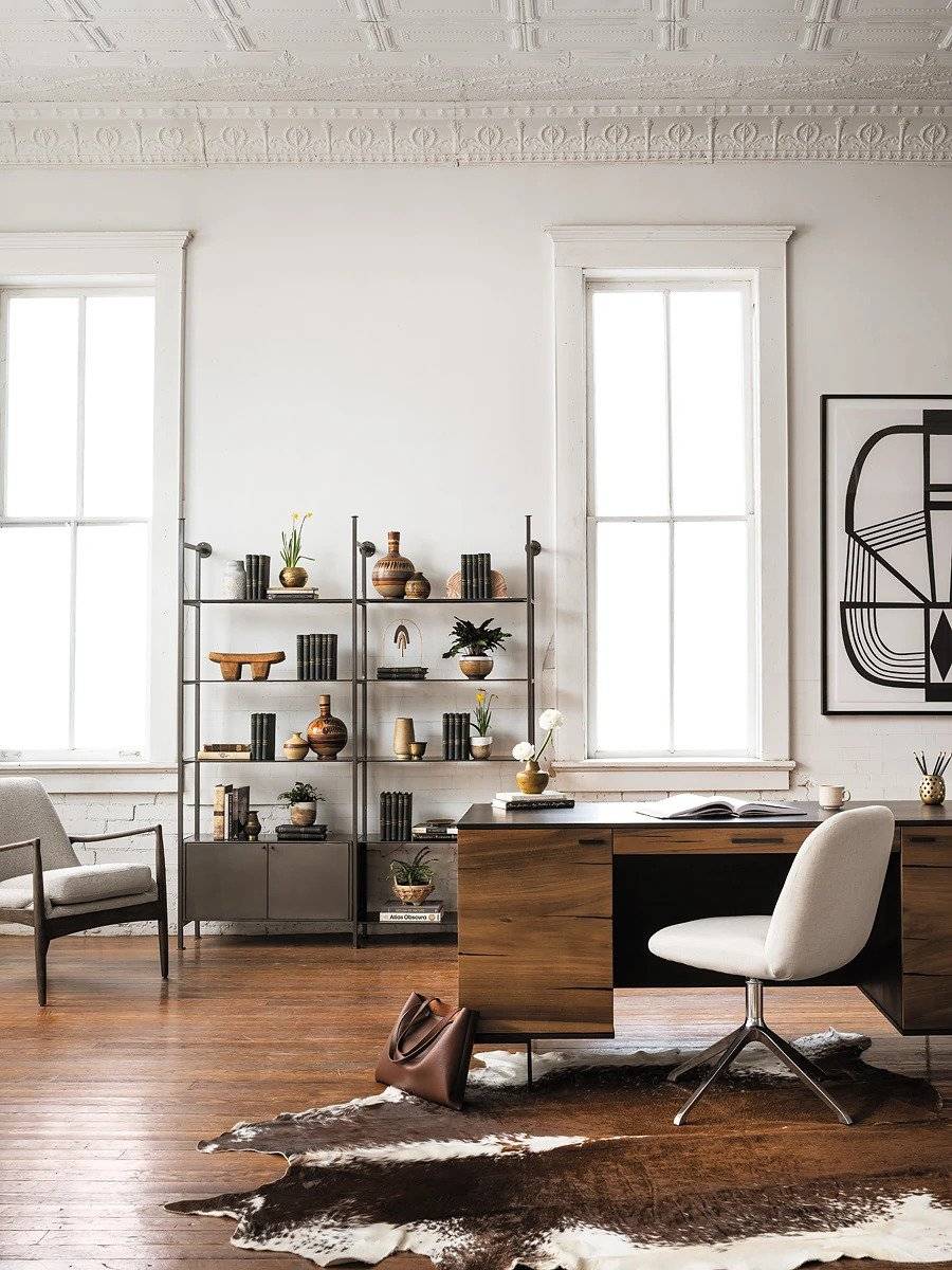 Rustic Inspired Office With Cowhide Rug